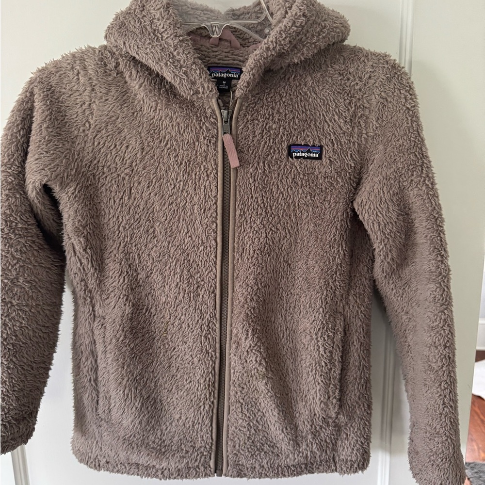 Patagonia Taupe Fleece Hooded Jacket